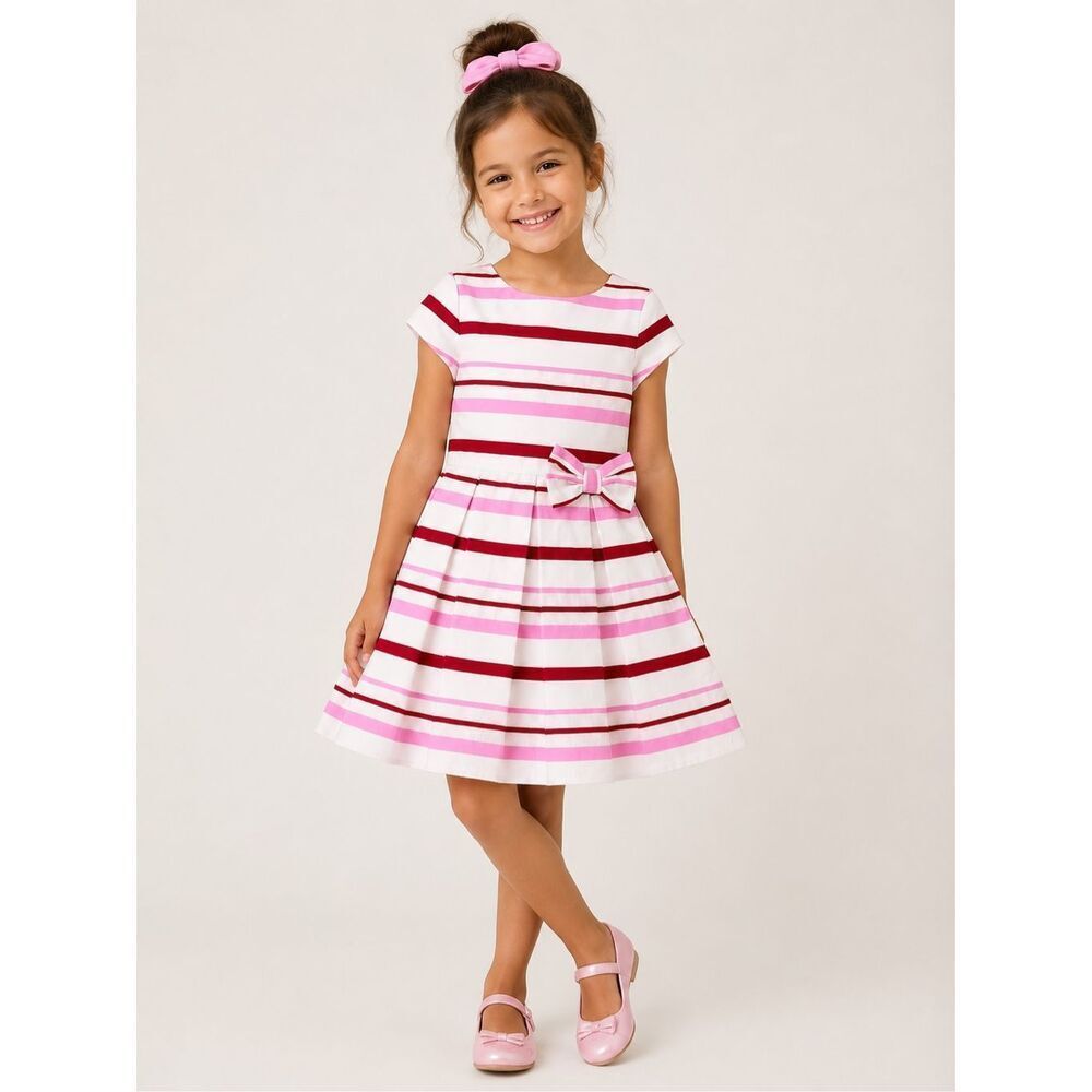 Kate Spade Girls 5Y Striped Pleated Dress